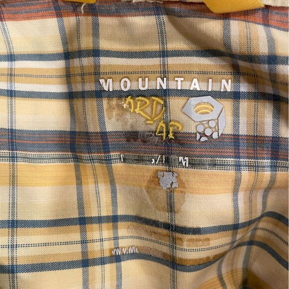 Mountain Hardwear Yellow Plaid Short Sleeve Button Up Shirt Men’s Sz M - Picture 8 of 9
